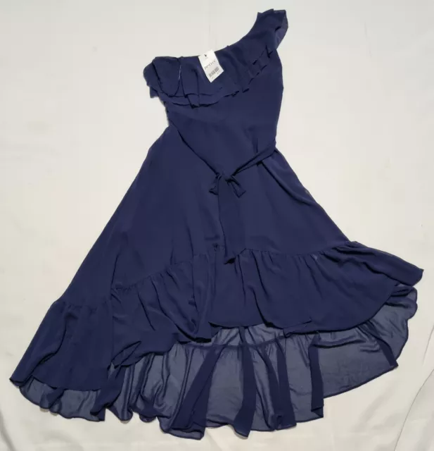 Next Women Blue One Shoulder Occasion Dress Size 12 Petite RRP £70