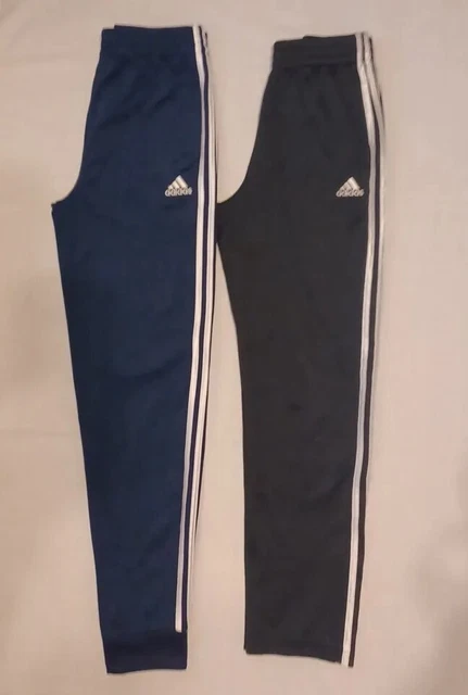 2 Boy's Adidas Jogger Pants Size L  (14/16) Black & Navy with White Stripes
