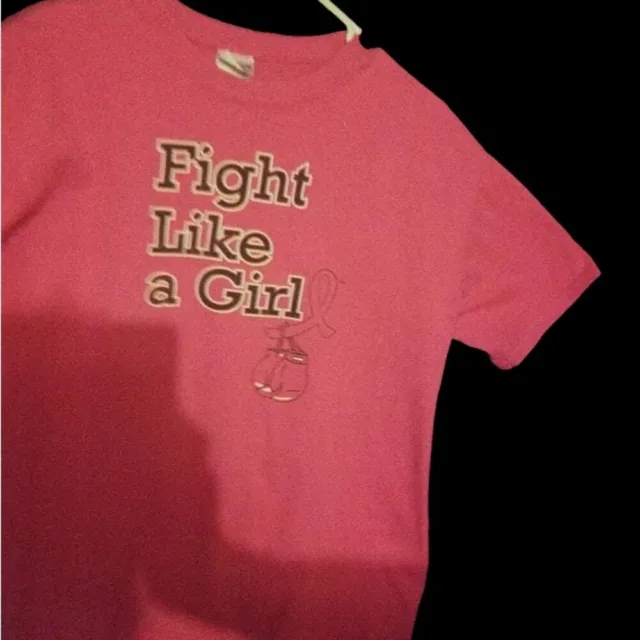 Size M Fight Like a Girl pink t shirt short sleeve Bust 34”