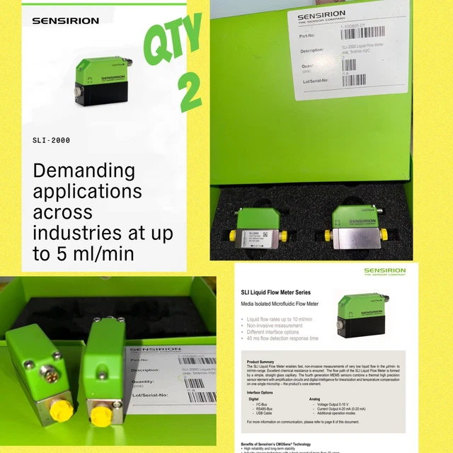 SENSIRION LIQUID FLOW Meter SLI2000 Qty 2 Sensors Precision Water 1