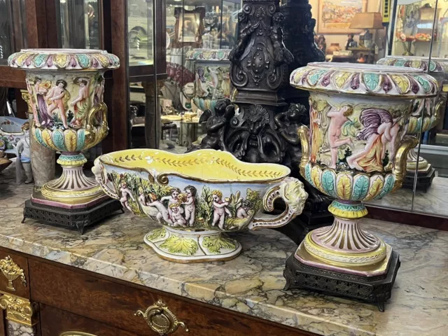 Vintage 3 Pc. Italian Capodimonte Porcelain Set