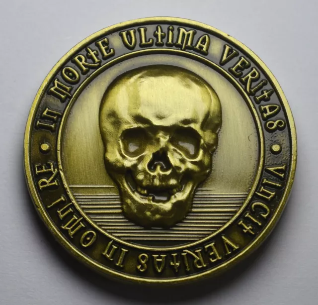 MEMENTO MORI / VIVERE Reminder Coin. Antique Gold Effect, High Relief, Heavy 3D