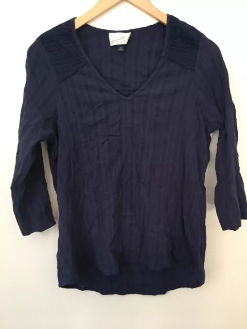 Universal Thread Women's Navy Blue V-Neck Longsleeve Boho Tunic Size XS Extra Sm