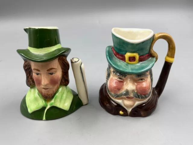 Sylvac Staffordshire  Sm 3" Pitchers Toby Mugs Hand Painted  England Lot of 2