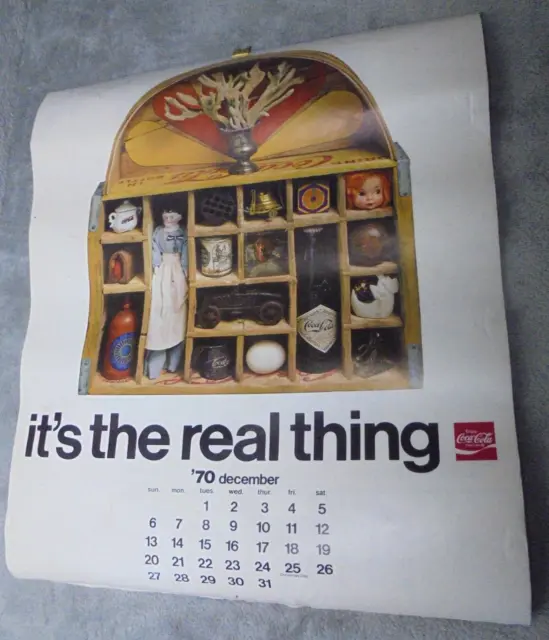 Vtg 1970's Coca Cola Coke 12 month Calendar 1971-72 Advertising Complete 13 x 16