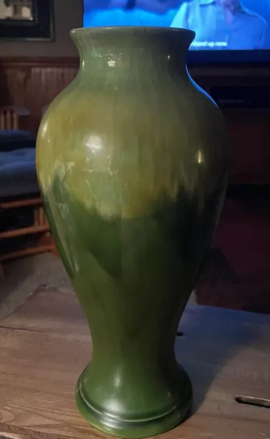 VTG Royal Haeger MCM Art Pottery Green/Orange-yellow Drip Glaze Tall Vase 4030