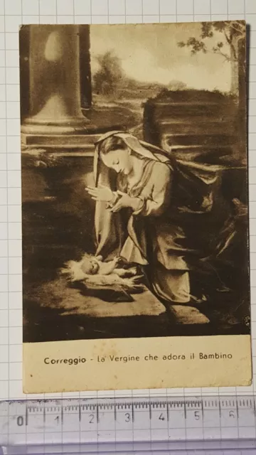 Santino Holy Card Correggio La Vergine adora il Bambino SP2515 ^