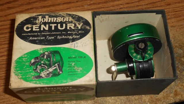 JOHNSON CENTURY 115 Vintage Fishing Reel Black/Green Label $14.00