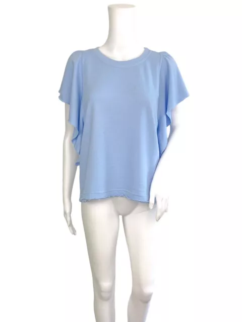 Michael Stars Ariana Top Size Small Blue Flutter Short Sleeve Sweatshirt