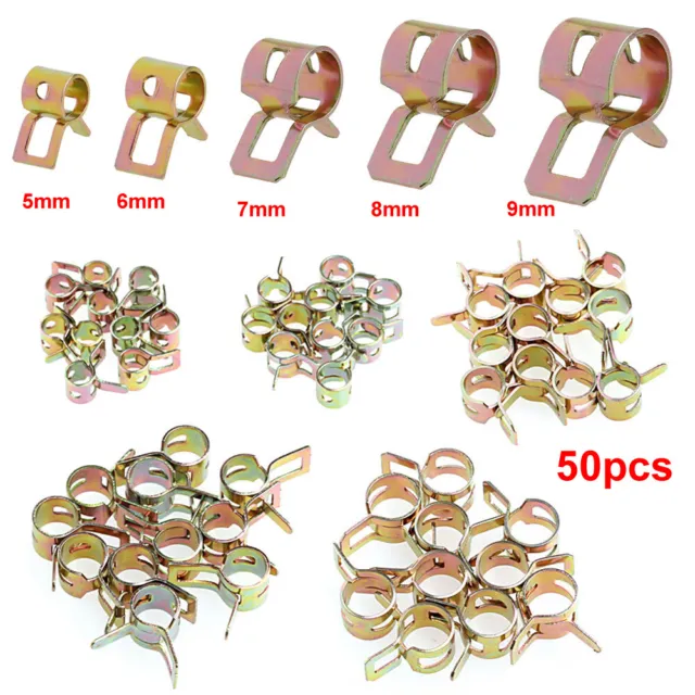 50x Spring Clip 5/6/7/8/9mm  Car Fuel Vacuum Water Oil Silicon Hose Tube Clamp