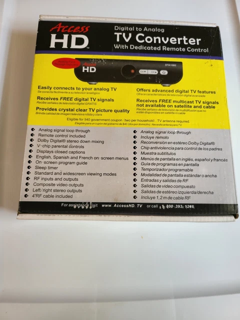 Access HD Digital To Analog TV Converter w/Remote Control DTA1080D NEW. (A1B2)