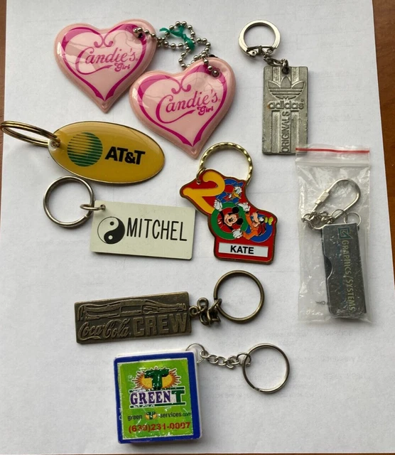 Advertising Key Chain Lot Of 9 Coca Cola, Adidas, Disney, Green Tea, Candie's