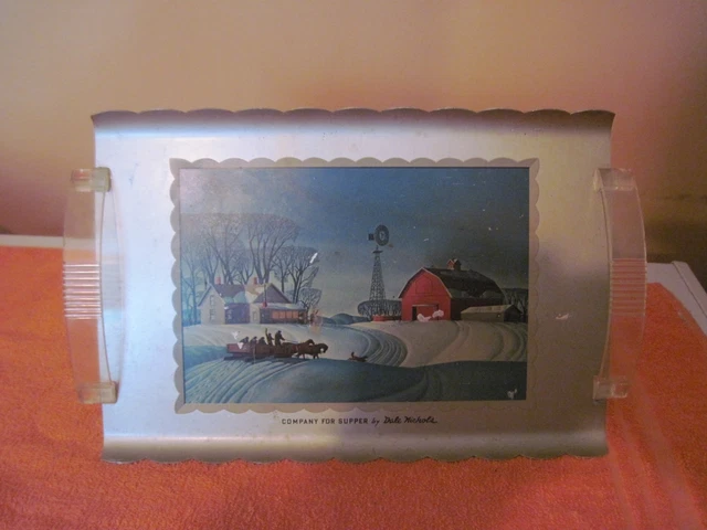 Vtg./Retro Aluminum Tray Picture by Dale Nichols, Plastic Handles, 12"x7.5"appro Vtg./Retro Aluminum Tray Picture by Dale Nichols, Plastic Handles, 12"x7.5"appro