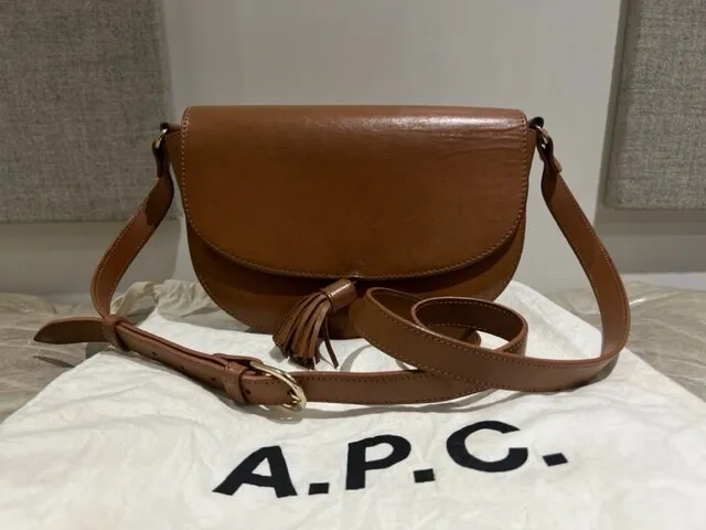Authentic APC Diane Tassel Brown Leather Crossbody Bag