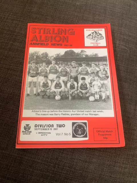 Stirling Albion V Brechin City 1987 Football Programme