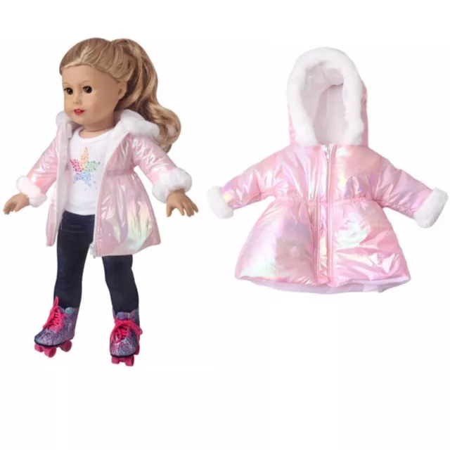 Pink Winter Clothes For 18" American Doll Jacket Parka Fur Coat 1/4 Girl Dolls
