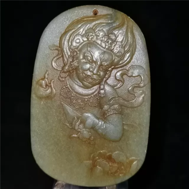 Chinese hard hetian jade Jadeite hand-carved collectibles pendant Buddha monster