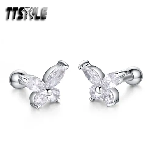 TTstyle Surgical Steel Butterfly Fake Ear Cartilage Tragus Earrings A Pair NEW
