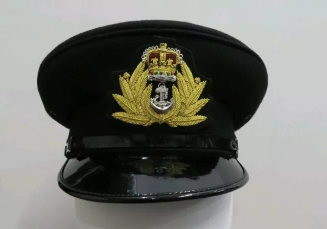 ROYAL NAVY OFFICER black peak cap / Hat (Black Wool) $83.02 - PicClick