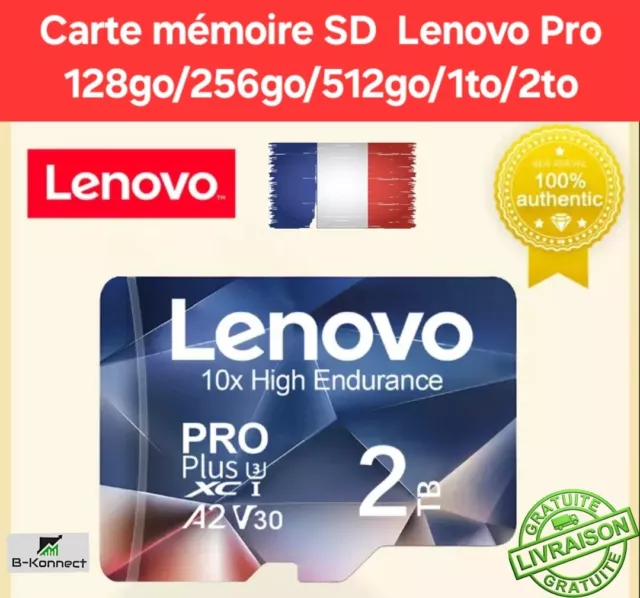 Carte Mémoire Micro SD Pro, 128, 256, 512 Go 1, 2 To + Adaptateur Haute Capacité