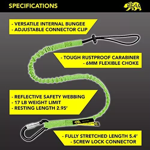 Green Tool Lanyard with Aluminum Screw Lock Carabiner - Extend up to 165cm - ... 3