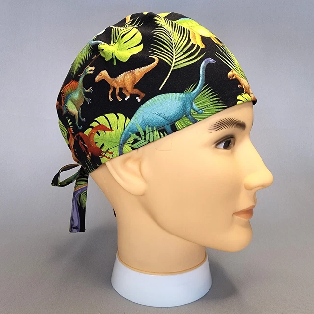 Dinosaur Prehistoric Plants Tie Back Scrub Cap Men's Women's Surgical Hats