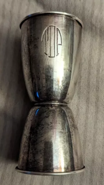 Vintage GORHAM STERLING SILVER Cocktail Double Jigger Measure Shot Cup, Monogram