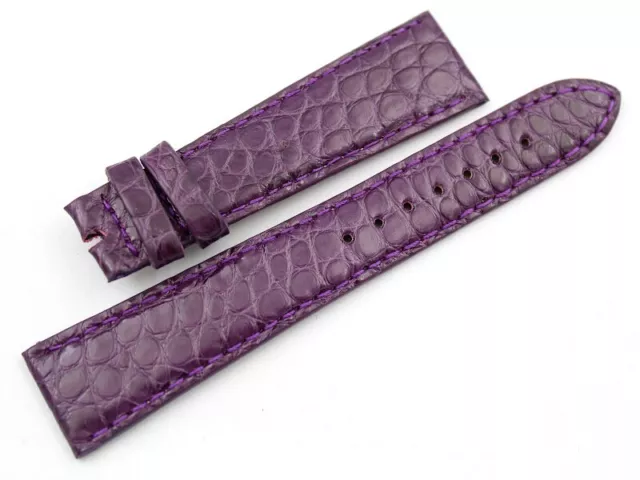 Watch Band Artigianale Made Italy Viola Pelle Coccodrillo 20/16mm Fibbia