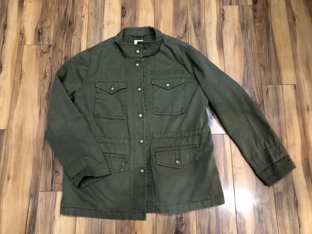 Gap Women’s Jacket Utility Cargo Full Zip Up Pockets Size Small Army Green Fall