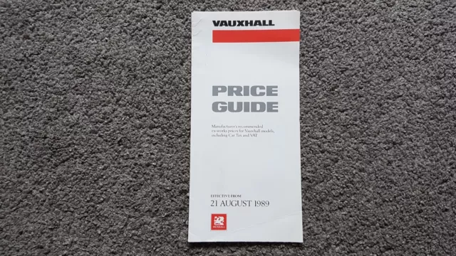 Vauxhall Price List Sales Brochure Aug 1989