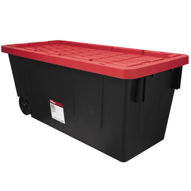 HYPER TOUGH 50 Gallon Snap Lid Wheeled Plastic Storage Bin Container