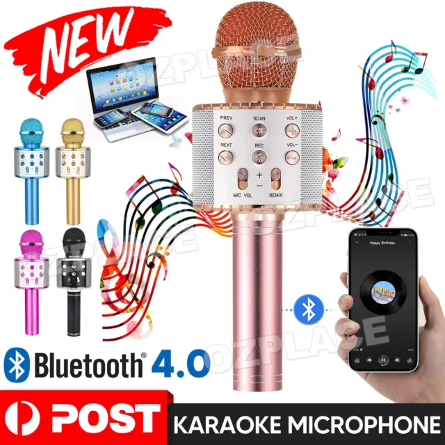 Karaoke Microphone Speaker Wireless Bluetooth Handheld Mic USB Player KTV WS858