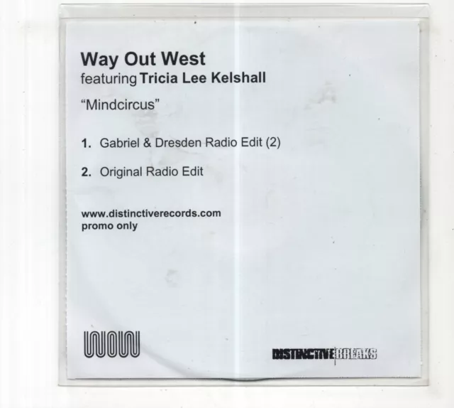 (JD195) Way Out West, Mindcircus ft Tricia Lee Kelshall - 2002 DJ CD