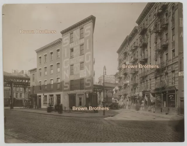 Vintage 1900s NYC James & Whitehall St Lion Brewery Billboards Photos (2p)