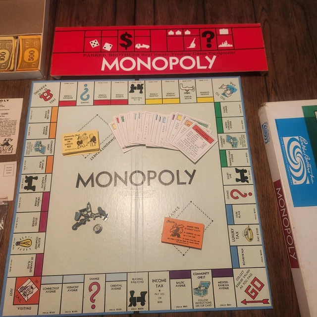 PARKER BROTHERS 1961 Monopoly Real Estate Board Game Vtg. Salem Mass
