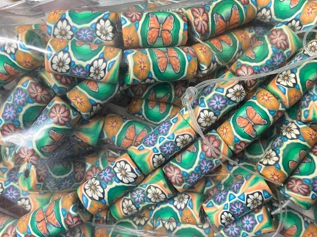 NEW 100 pieces Tube Beads Polymer Clay 9 x 18 mm