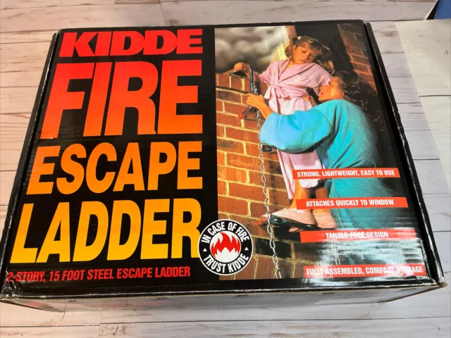Kiddie Steel Fire Escape Ladder 15 Foot 2 Story Tangle Free Assembled NEW