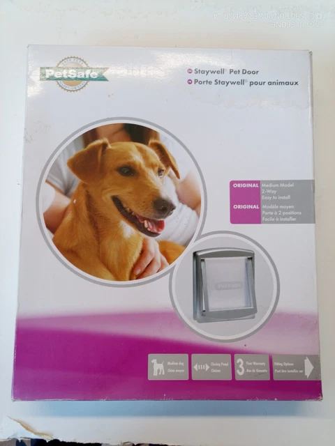 Petsafe Staywell Pet Door Original 2 Vías Gato/Perro Soga Mediana Gris/Blanco
