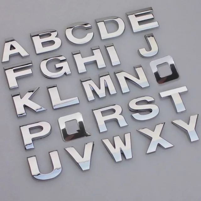 25mm 3D A-Z Alphabet Letters Car Sticker Self-Adhesive Auto Badge Emblem Chrome