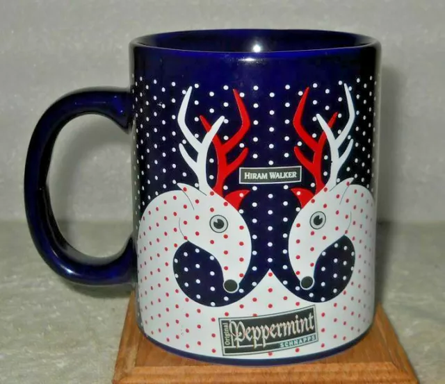 Mug / Cup Cobalt Christmas Hiram Walker Peppermint Schnapps Reindeer