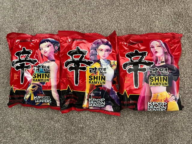 3PK KPOP DEMON Hunters SHIN Ramyun Ramen Huntrix Rumi Zoey Mira Golden ...