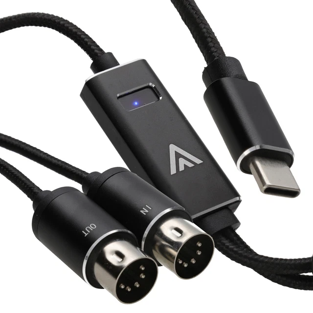 USB Type C to MIDI 5 Pin Interface Adapter Cable MIDI In & Out Lead Win11/OSX 2m
