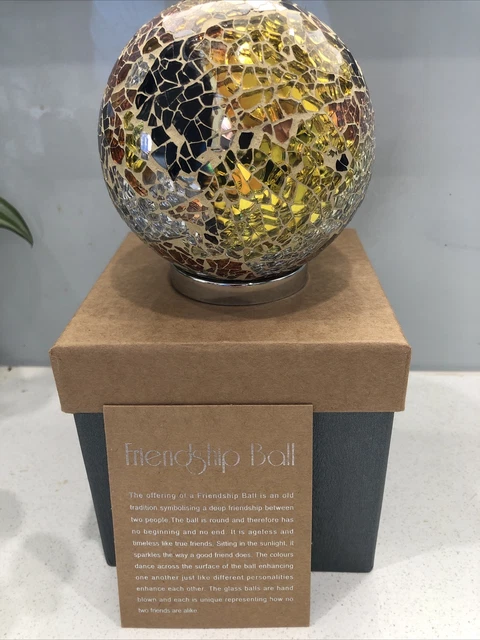 Hand blown Glass Friendship Ball  best friend  Festive Gold Silver Yellow Black