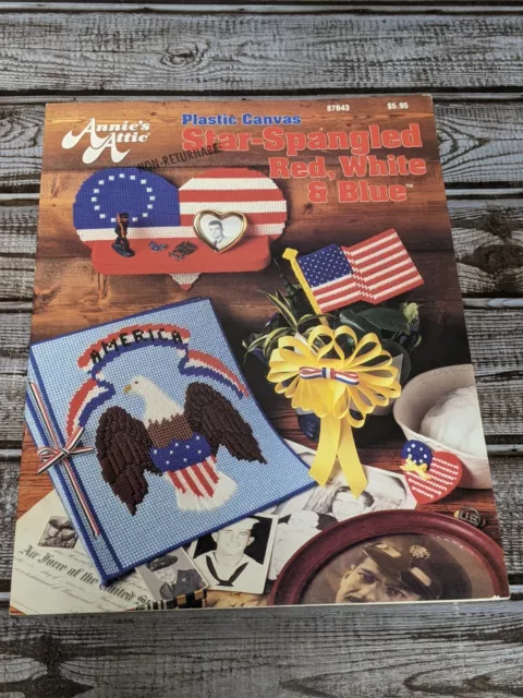 Annie's Attic Star Spangled Red White Blue Patriotic Plastic Canvas Pattern Book