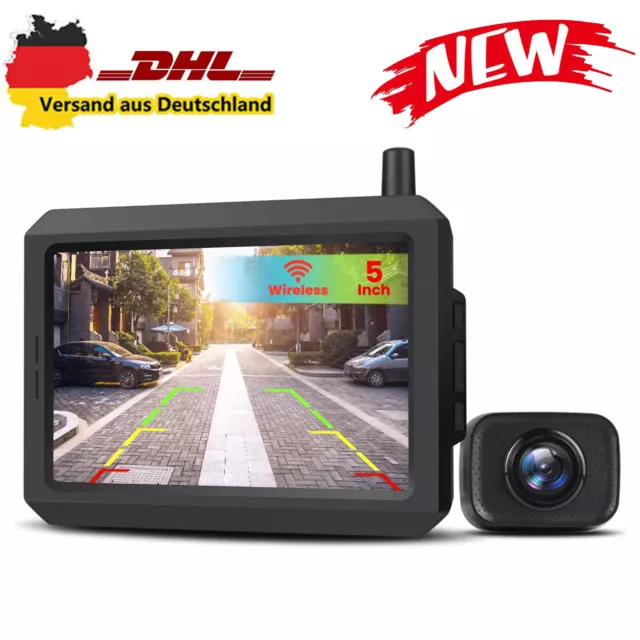 AUTO-VOX W7 5" LCD Kabellos Digital Rückfahrkamera Set Einparkhilfe Nachtsicht