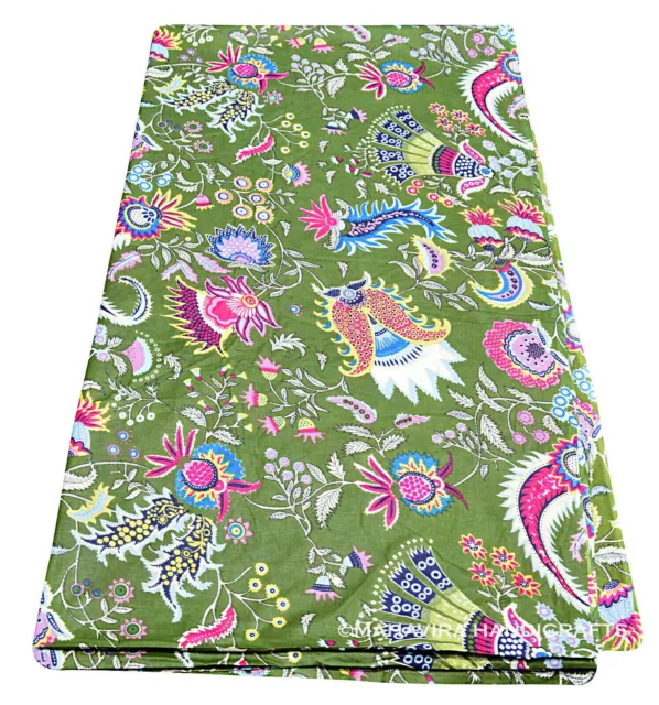 Mukat Pure Coton Imprimé Course Hippie Desseré Vert Robe Faisant Tissu Par Yard