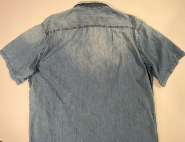COASTAL MENS PEARL Snap Shirt—XL—Blue Denim Short Sleeve Western Cotton ...