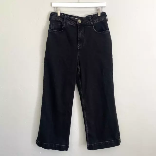 Pantalones de mezclilla para mujer Anthropologie Pilcro Skipper talla 29 negros pierna ancha