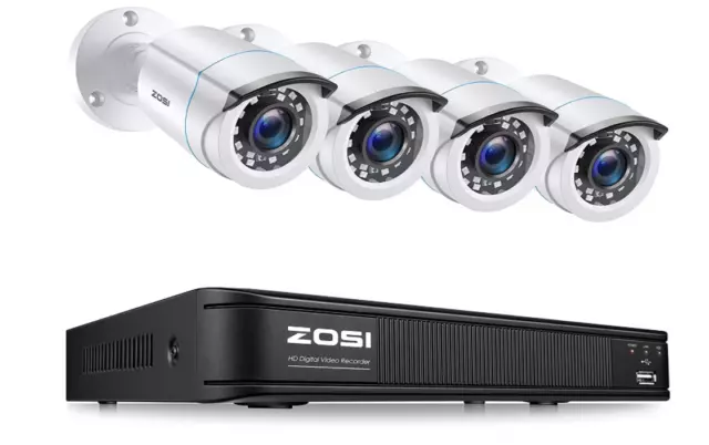Sistema De 4 Cámaras Vigilancia CCTV DVR 1080P HD Seguridad Para Casa Exterior