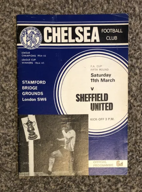 Chelsea vs Sheffield United FA Cup Programme, 11/3/1967, VGC